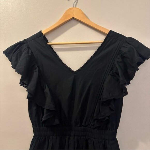 Gap Black Organic Cotton Eyelet Ruffle Mini Dress Size M NWT Romanticcore - Picture 5 of 15
